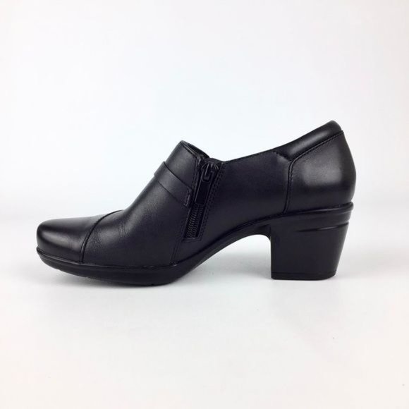 Clarks Womens Emslie Katy Black Leather Ankle Bootie Shootie Loafer size 7 - Picture 7 of 16